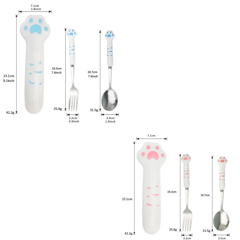 Set de Couverts Patte de Chat Rose et Blanc