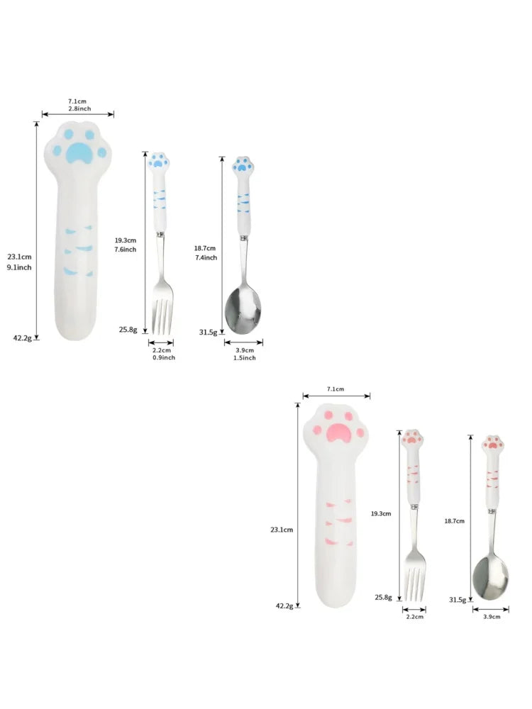 Set de Couverts Patte de Chat Rose et Blanc