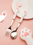 Set de Couverts Patte de Chat Rose et Blanc