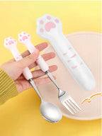 Set de Couverts Patte de Chat Rose et Blanc