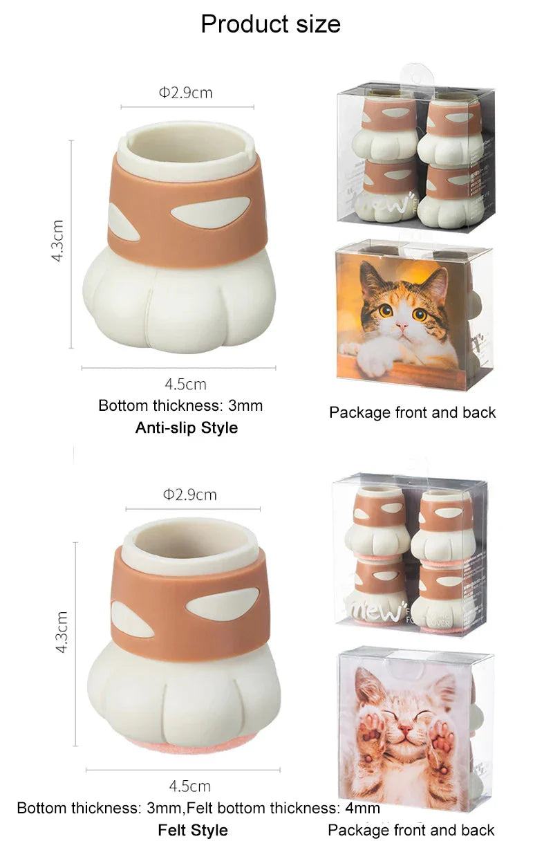 Protège-Pied de Chaise en Silicone Patte de Chat