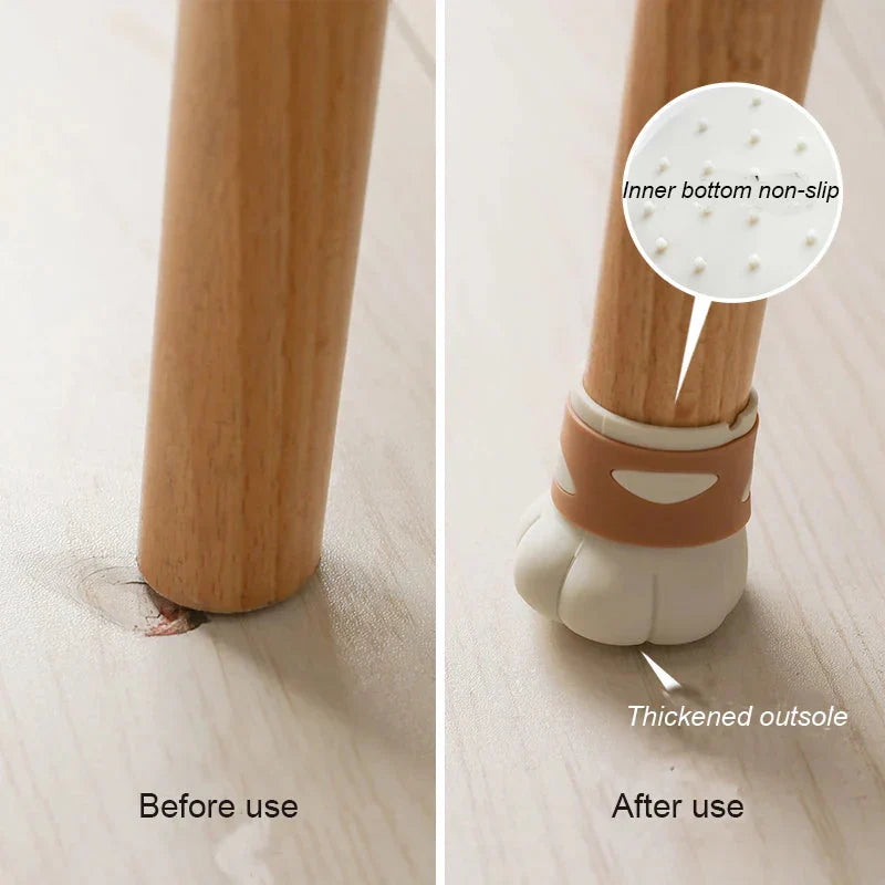 Protège-Pied de Chaise en Silicone Patte de Chat