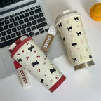 Tasse Isotherme Blanc à Motifs Chats Cerises Bordeaux