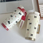 Tasse Isotherme Blanc à Motifs Chats Cerises Bordeaux