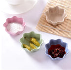 Petits bols à sauce cœur et feuille en fibre de blé et PP rose - Câlin Kawaii