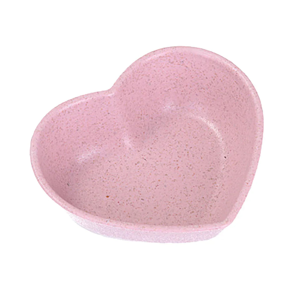 Petits bols à sauce cœur et feuille en fibre de blé et PP rose - Câlin Kawaii
