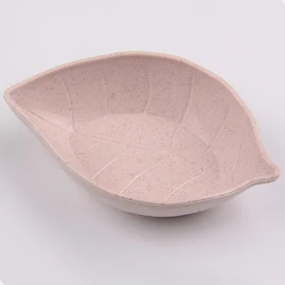 Petits bols à sauce cœur et feuille en fibre de blé et PP rose - Câlin Kawaii