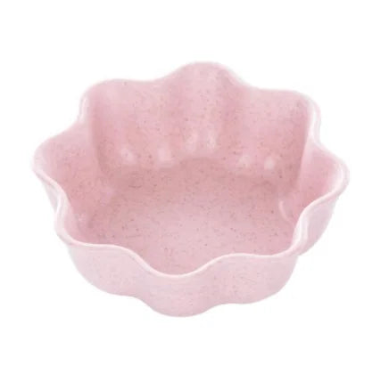 Petits bols à sauce cœur et feuille en fibre de blé et PP rose - Câlin Kawaii