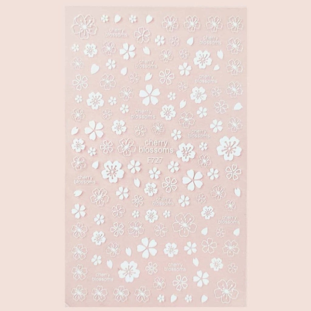 Lot de 2 Stickers Nail Art Fleurs de Sakura Blanches