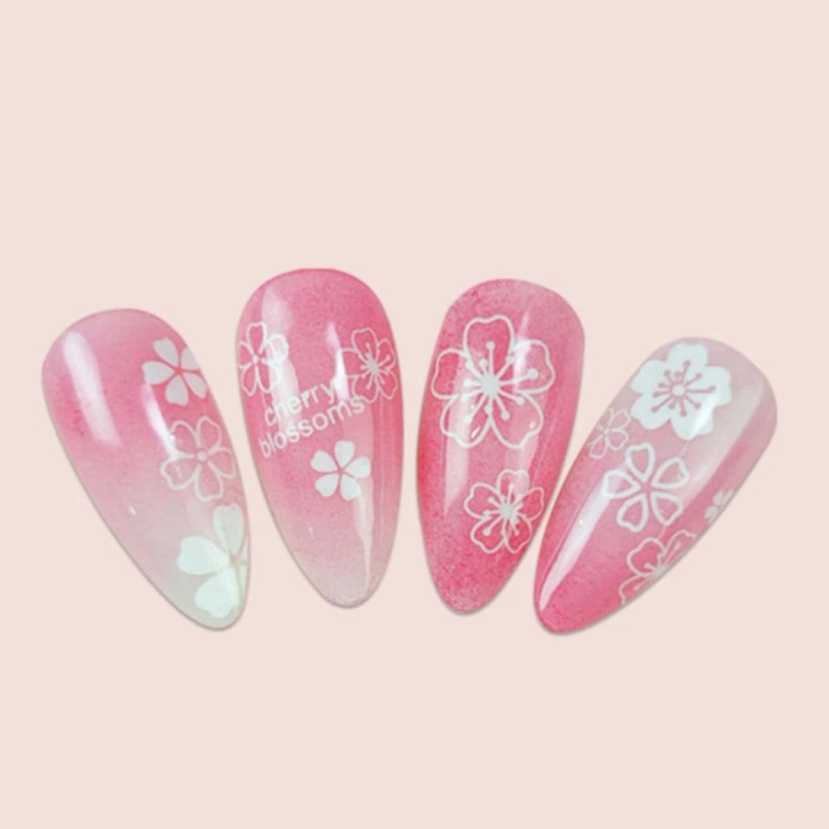 Lot de 2 Stickers Nail Art Fleurs de Sakura Blanches