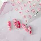 Décoration d'Ongles aux Fleurs Roses et Blanches