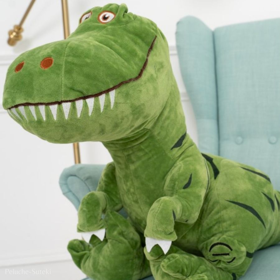 Peluche Dinosaure T-Rex Souriant en Gris Anthracite