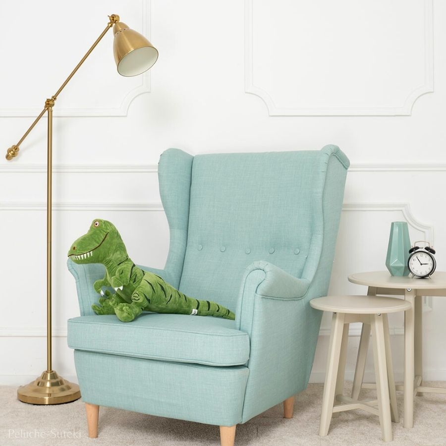 Peluche Dinosaure T-Rex Souriant en Gris Anthracite