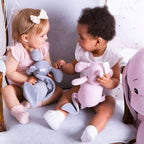Peluche Lapin Gris Clair avec Longues Oreilles Roses
