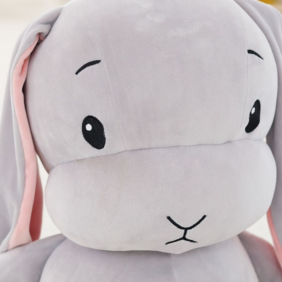 Peluche Lapin Gris Clair avec Longues Oreilles Roses