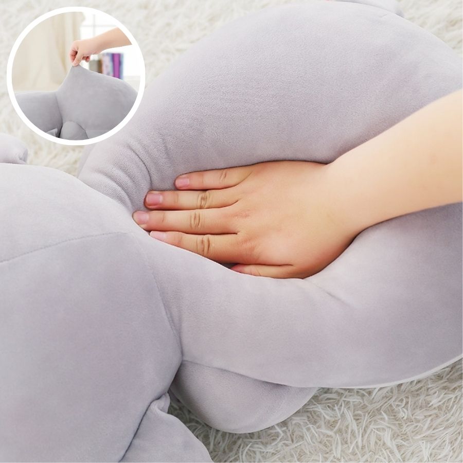 Peluche Lapin Gris Clair avec Longues Oreilles Roses