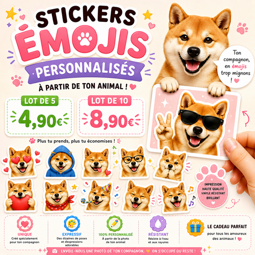 Autocollant 'Plein d'Amour' Shiba Inu Souriant