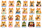 Autocollant 'Plein d'Amour' Shiba Inu Souriant
