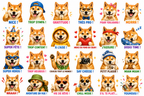 Autocollant 'Plein d'Amour' Shiba Inu Souriant