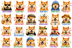 Autocollant 'Plein d'Amour' Shiba Inu Souriant