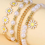 Bracelet en Marguerite et Perles (Lot de 4)