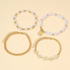 Bracelet en Marguerite et Perles (Lot de 4)