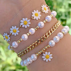 Bracelet en Marguerite et Perles (Lot de 4)