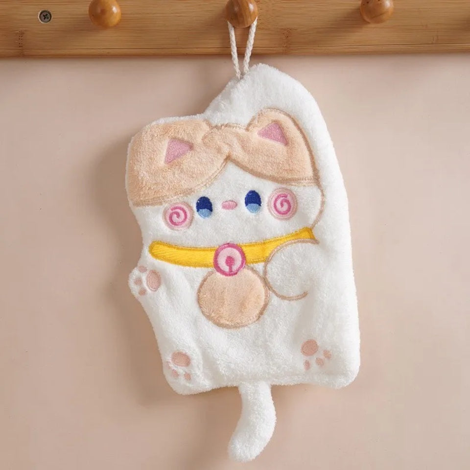 Essuie-main en Coton Beige Chat