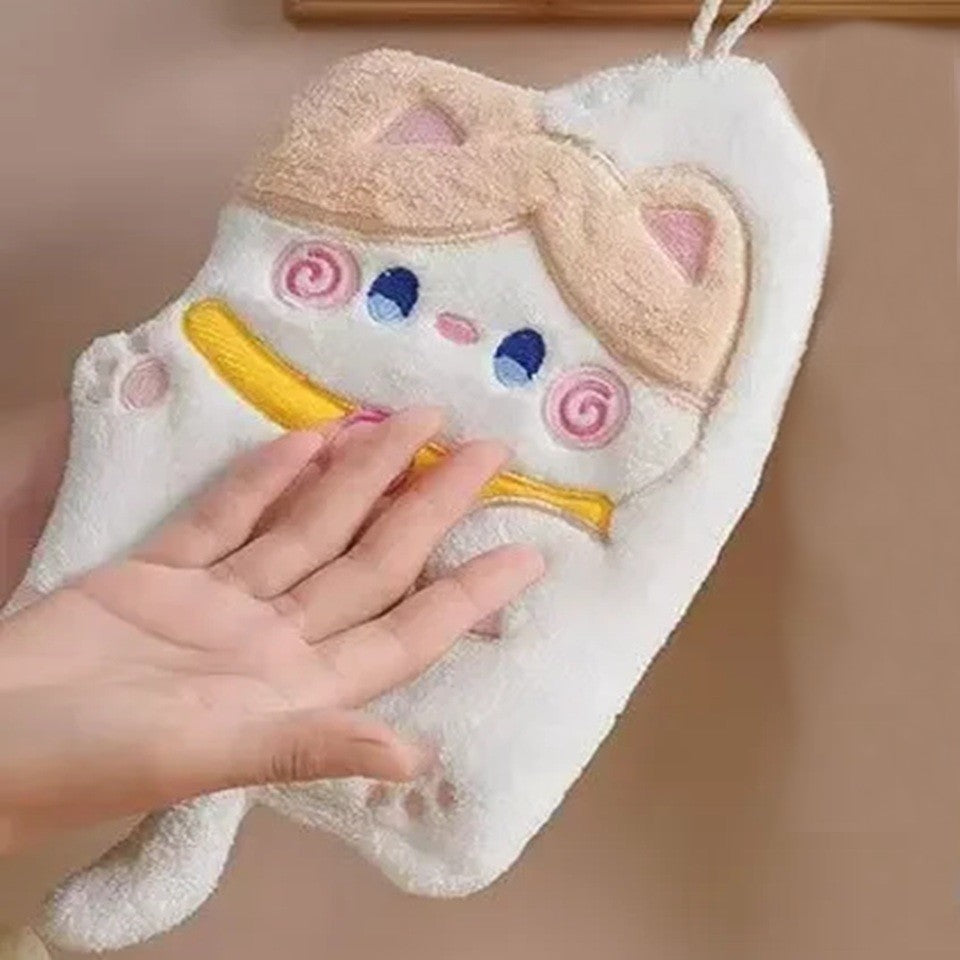 Essuie-main en Coton Beige Chat