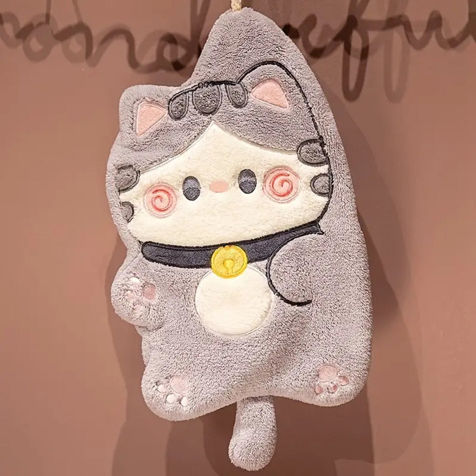 Essuie-main en Coton Motif Chat Gris