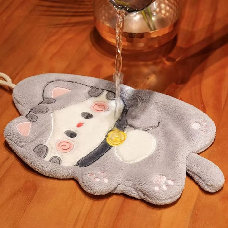 Essuie-main en Coton Motif Chat Gris