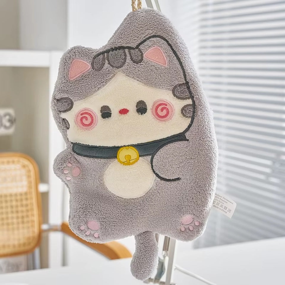 Essuie-main en Coton Motif Chat Gris