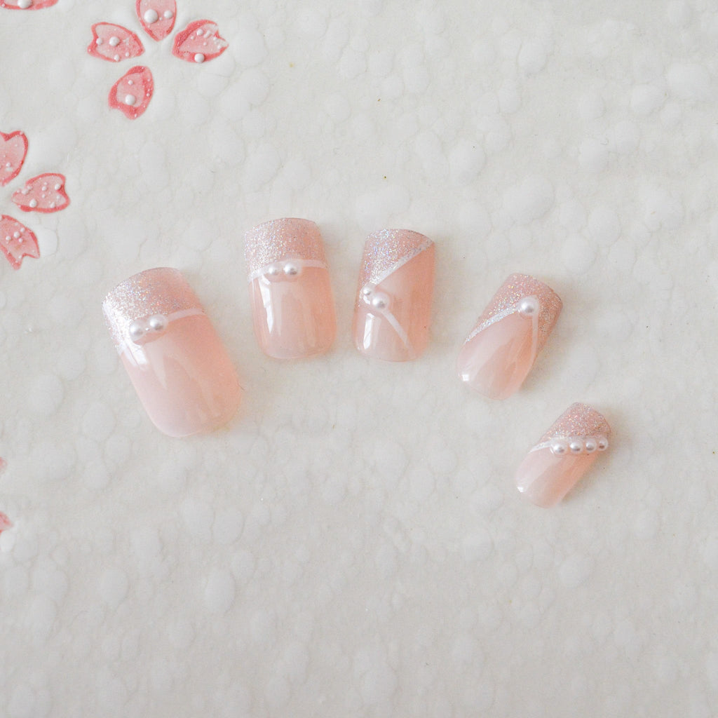 Faux Ongles avec Paillettes et Perles