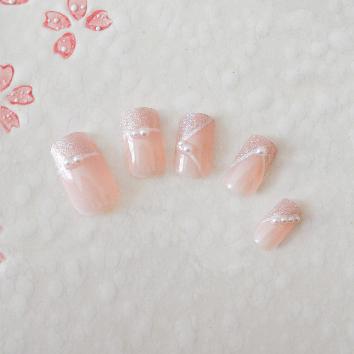 Faux Ongles avec Paillettes et Perles