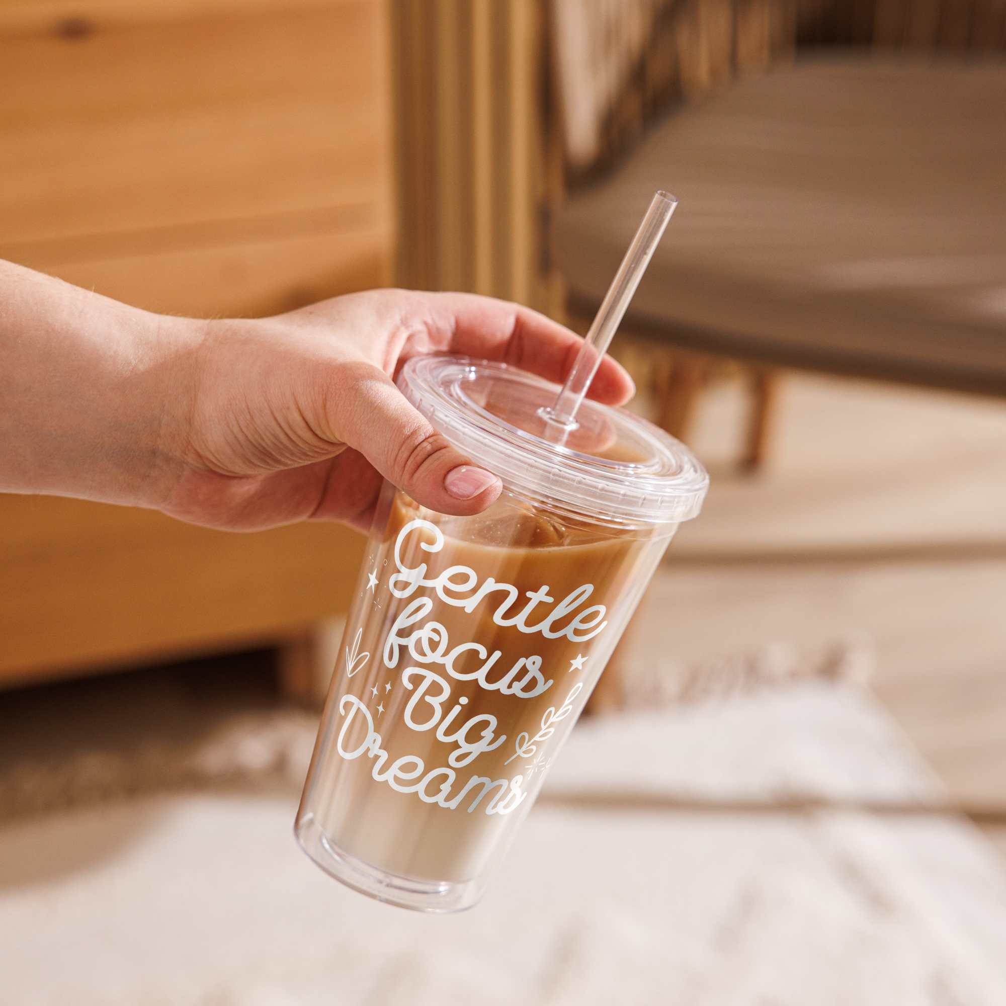 Gobelet en Plastique Transparent à Message "Big Dreams"