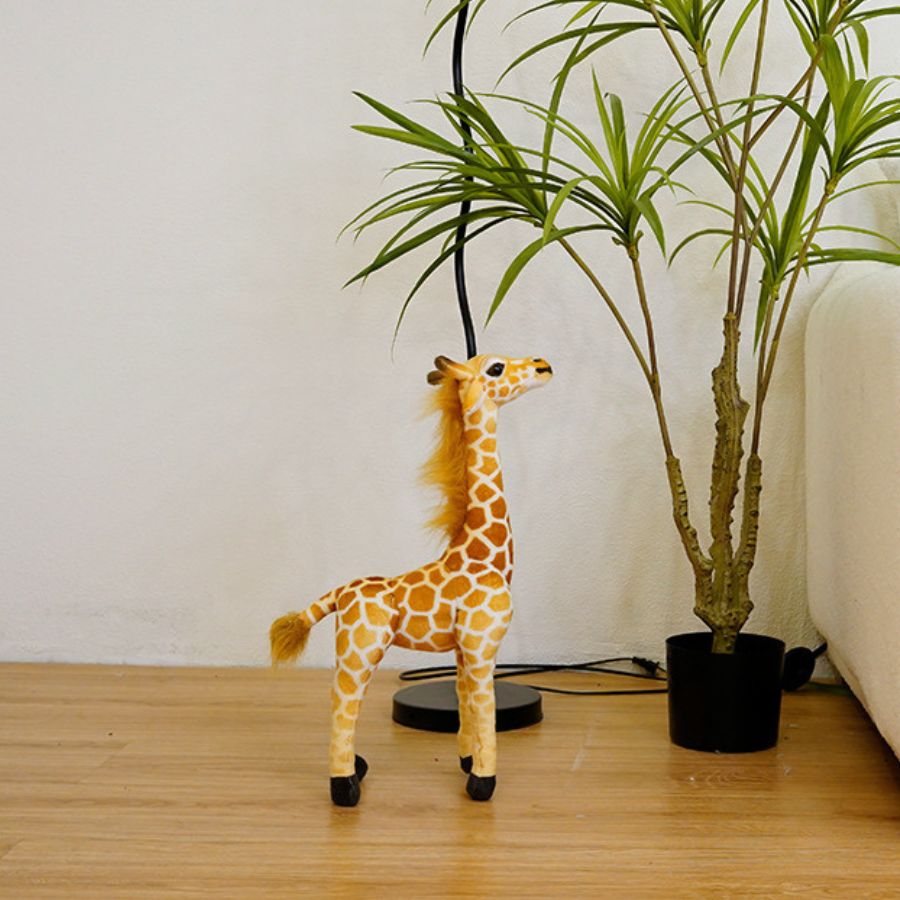 Peluche Girafe Réaliste à Taches Marron et Crème