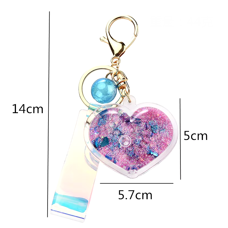 Porte-Clés Cœurs Scintillants avec Lanière Iridescente
