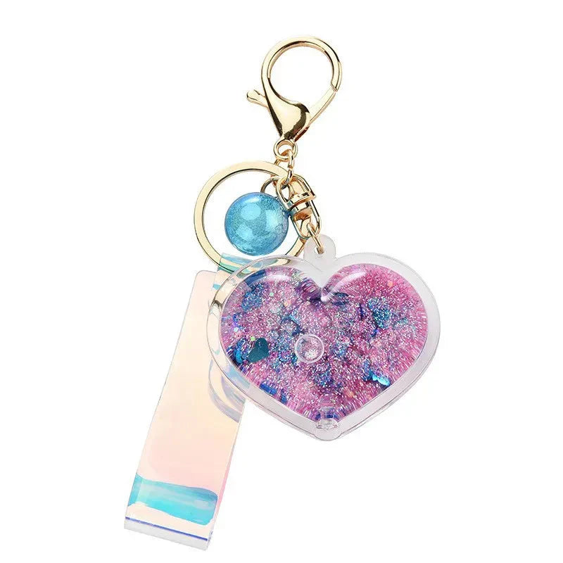 Porte-Clés Cœurs Scintillants avec Lanière Iridescente