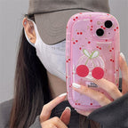 Coque d'iPhone Rose Pâle à Cerises avec Anneau
