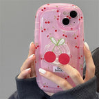 Coque d'iPhone Rose Pâle à Cerises avec Anneau