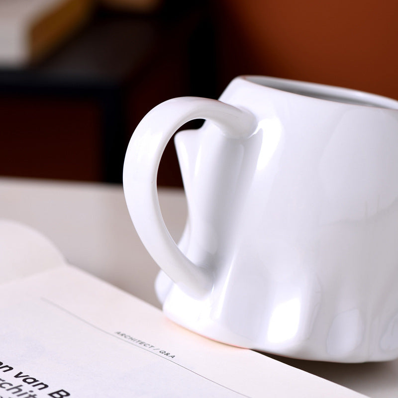 Mug Fantôme Souriant en Céramique Blanche