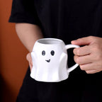 Mug Fantôme Souriant en Céramique Blanche
