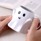 Mug Fantôme Souriant en Céramique Blanche