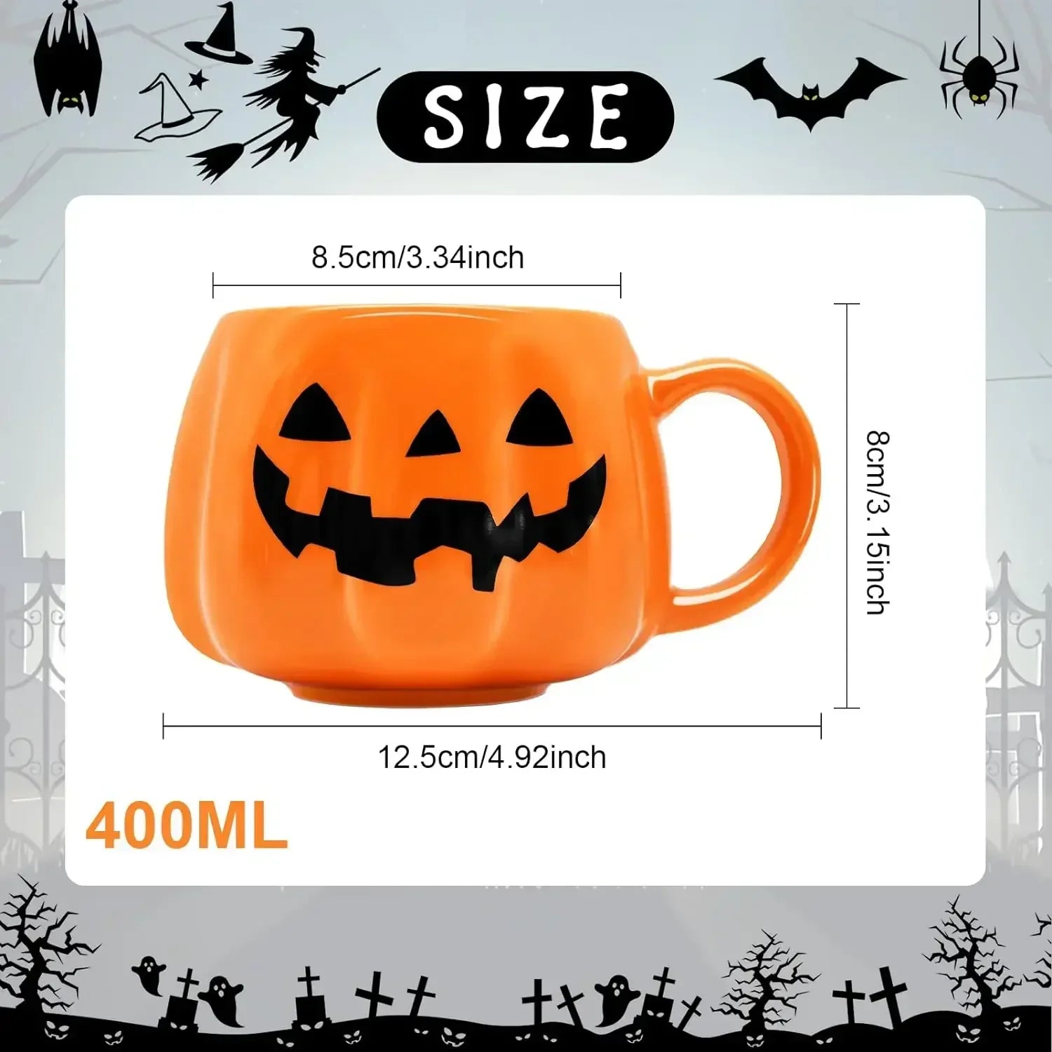 Mug en Céramique Citrouille à Visage d'Halloween