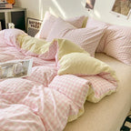 Ensemble housse de couette style japonais à carreaux - Câlin Kawaii