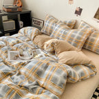 Ensemble housse de couette style japonais à carreaux - Câlin Kawaii