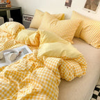 Ensemble housse de couette style japonais à carreaux - Câlin Kawaii