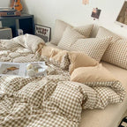 Ensemble housse de couette style japonais à carreaux - Câlin Kawaii