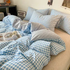 Ensemble housse de couette style japonais à carreaux - Câlin Kawaii