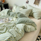 Ensemble housse de couette style japonais à carreaux - Câlin Kawaii